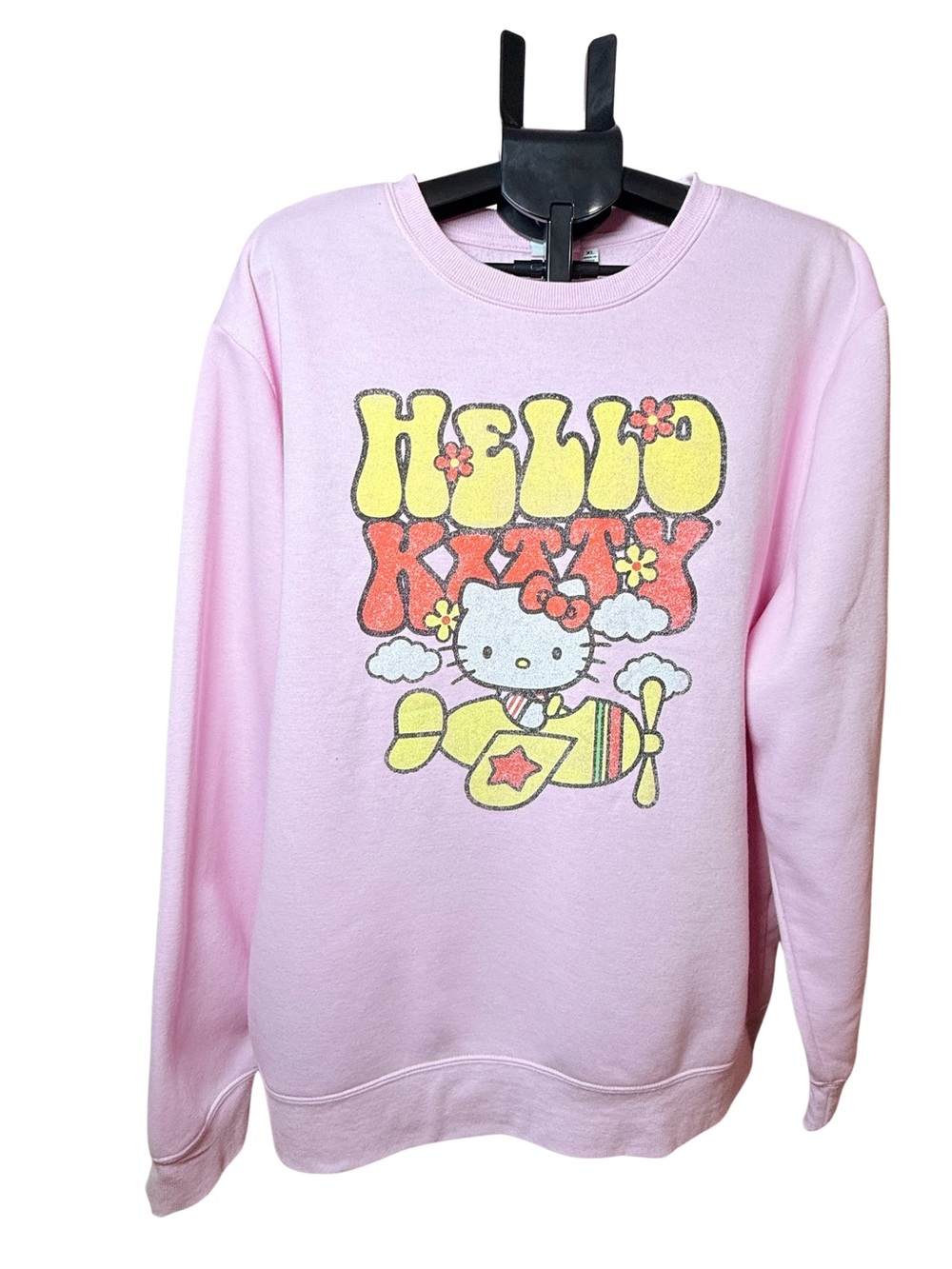 Hello Kitty Pastel Pink Crewneck Sweatshirt with Retro Graphic